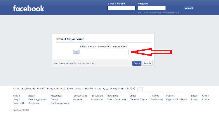 facebook identify login accesso diretto